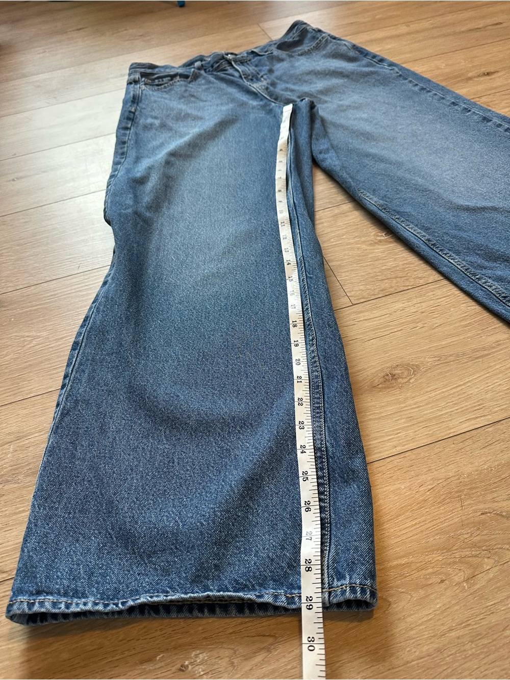 Old Navy Mid-rise Wow Baggy Wide Leg Jeans in Dark Blue Denim-Relaxed fit Comfy - Picture 4 of 5